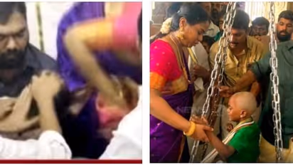 திருச்செந்தூர் கோயிலில் முகமது மடியில் அமரவைத்து பிராகரனுக்கு மொட்டை போட்ட சீமான்...