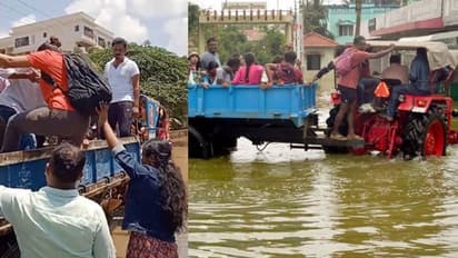 बेंगलुरु में सड़कों पर कमर तक पानी, बस और कार बंद पड़े तो ट्रैक्टर से ऑफिस जाने लगे IT Office के कर्मचारी