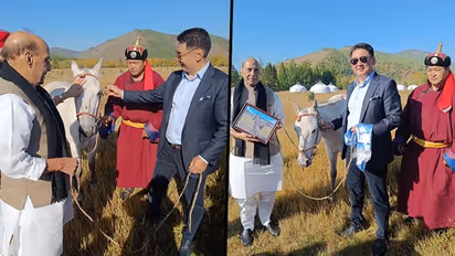 Mongolian President gifts horse to defence minister Rajnath Singh, names it 'Tejas'