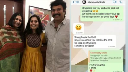 'എല്ലാം നേടിയാൽ ത്രിൽ നഷ്ടപ്പെടും, ഞാനിപ്പോഴും പ്രയത്നിക്കുകയാണ്': മമ്മൂട്ടിയുമായുള്ള ചാറ്റുമായി നിരഞ്ജന