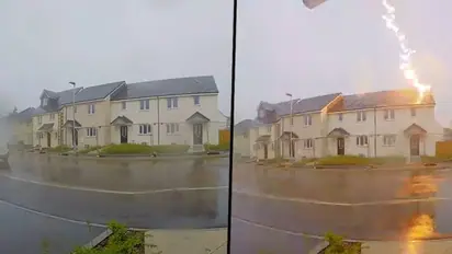 Viral video: Lightning strikes newly built home in UK