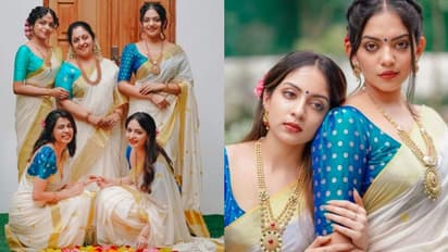 Onam 2022: ഇത്തവണത്തെ കളര്‍ കോഡ് നീല; ഓണാഘോഷ ചിത്രങ്ങളുമായി അഹാന കൃഷ്ണ  