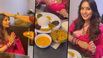 শাখা-পলা, শাড়ি-গয়না, কপালে চওড়া সিঁদুর পরে 'সাধ' খেলেন বঙ্গতনয়া বিপাশা, কী কী ছিল হবু মায়ের থালিতে