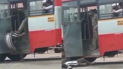 ബസ് യാത്രക്കാരനെ ചവിട്ടി താഴെയിട്ട കണ്ടക്ടർക്ക് സസ്പെൻഷൻ; ചികിത്സാ ചെലവ് ഏറ്റെടുത്ത് കർണാടക ആർടിസി