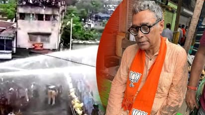 হাওড়া ময়দানে লাঠিচার্জের মুখে স্বপন দাশগুপ্ত, জল কাদা মাখা পাঞ্জাবিতে বিধ্বস্ত বিজেপি নেতা