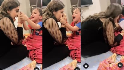 ಅಯ್ಯೋ ಬೇಡಮ್ಮ ಬೇಡ... ತಾಯಿಯ ನೋವಿಗೆ ಮಗುವಿನ ಒದ್ದಾಟ Video viral