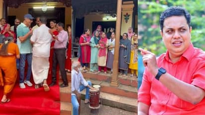 'ചുവപ്പ് പരവതാനി, കൈ കൊട്ടി പാട്ടുമായി വീട്ടുകാര്'; മാളിയേക്കല് തറവാട്ടില് സ്പീക്കര്ക്ക് സ്വീകരണം- വീഡിയോ