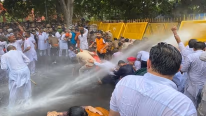 Punjab Police use water cannon on BJP workers protesting against AAP government