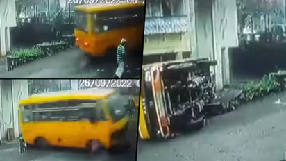 Schoolbus with children rolled down and overturned in Maharashtra; watch video