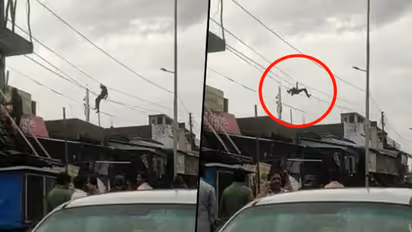 Man performs a dangerous stunt on an electric pole, video from Uttar Pradesh goes viral