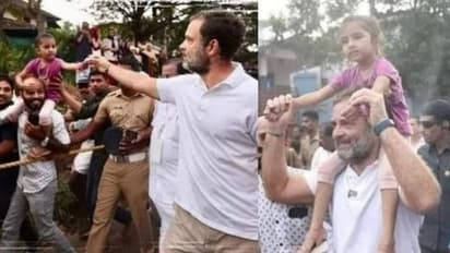 വാപ്പയുടെ തോളിൽ നിന്ന് കുരുന്ന് രാഹുലിന്റെ തോളിലേക്ക്, 'ജീ നിങ്ങൾക്കേ പറ്റു ഇന്ത്യയെ തൊട്ടറിയാൻ'