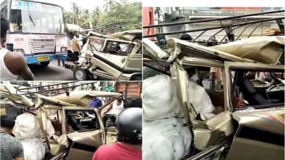 ആലുവയിൽ കെഎസ്ആർടിസി ബസ് വാഹനങ്ങളിലേക്ക് ഇടിച്ചു കയറി, വാഹനങ്ങൾ തകർന്നു; അപകടത്തിൽ യാത്രക്കാർക്ക് പരിക്ക്