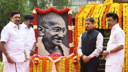 காந்தி சிலைக்கு மரியாதை செலுத்திய ஆர்.என்.ரவி, மு.க.ஸ்டாலின்...! தமிழக அரசுக்கு பாராட்டு தெரிவித்த ஆளுநர்