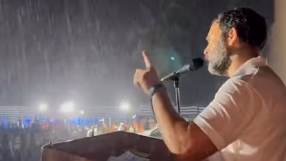 Viral photo: Rahul Gandhi delivers speech amid heavy rainfall during yatra, netizens react
