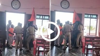 கிறிஸ்தவ வழிபாட்டு தலத்திற்குள் காவி கொடியுடன் நுழைந்த சங் பரிவார் அமைப்பினர் - வைரல் வீடியோ கிளப்பிய சர்ச்சை