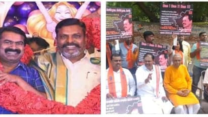 திருமாவளவன், சீமானை கைது செய்ய வேண்டும்..! டெல்லியில் 10 பேருடன் ஆர்ப்பாட்டம் நடத்திய அர்ஜுன் சம்பத்