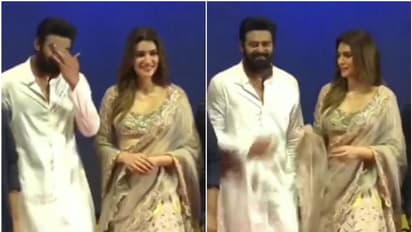 Adipurush; ಪ್ರಭಾಸ್ಗೆ ಬೆವರು ಒರೆಸಲು ತನ್ನದೇ ದುಪಟ್ಟಾ ನೀಡಿದ ಕೃತಿ, ವಿಡಿಯೋ ವೈರಲ್