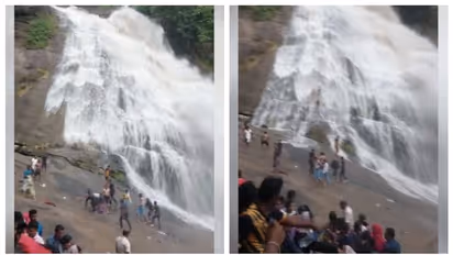 പാഞ്ഞെത്തി മലവെള്ളം, തുഷാരഗിരിയില്‍ കുട്ടികളടക്കമുള്ള സഞ്ചാരികള്‍ രക്ഷപ്പെട്ടത് തലനാരിഴയ്ക്ക്