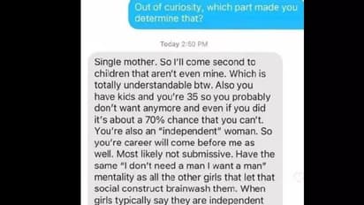 ഡേറ്റിംഗ് ആപ്പില്‍ അയച്ച മെസേജ് വൈറല്‍; 'സെക്സിസ്റ്റ്' തന്നെയെന്ന് വിമര്‍ശനം
