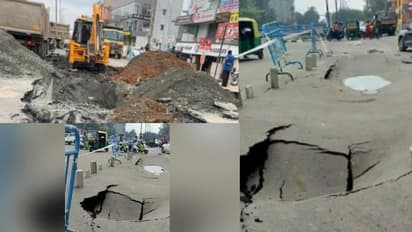 നാല് മാസം മുന്‍പ് ഉദ്ഘാടനം ചെയ്ത ബെംഗളൂരു അടിപ്പാത ഇടിഞ്ഞുതാണ് വന്‍കുഴി; രാഷ്ട്രീയ വിവാദം