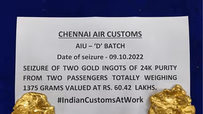 சென்னை விமான நிலையத்தில் ரூ.1.37 கோடி மதிப்பிலான தங்கம் பறிமுதல்