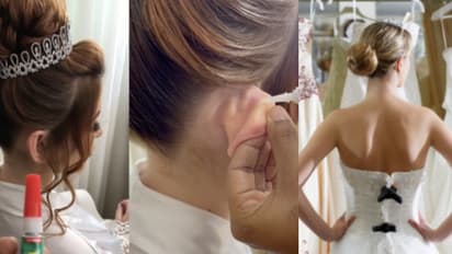 വിവാഹ ദിവസത്തെ ലുക്ക് അടിപൊളിയാക്കാന് ചെവി സൂപ്പര് ഗ്ലൂ വച്ച് ഒട്ടിച്ച് വധു