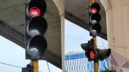 ട്രാഫിക്കിൽ നിൽക്കുമ്പോൾ 'ഹൃദയത്തെക്കുറിച്ചും' ചിന്തിക്കൂ; പുത്തൻ ഐഡിയ പരീക്ഷിച്ച് ട്രാഫിക് പൊലീസ്