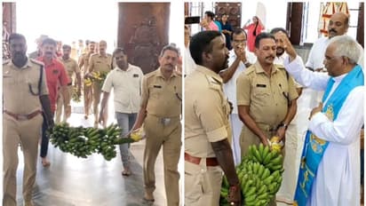 കൊരട്ടി മുത്തിക്ക് പൂവൻകുല സമർപ്പിച്ച് പൊലീസ്; എസ്എച്ച്ഒയുടെ വീട്ടുവളപ്പിലുണ്ടായ കുലയും സമര്പ്പിച്ചു