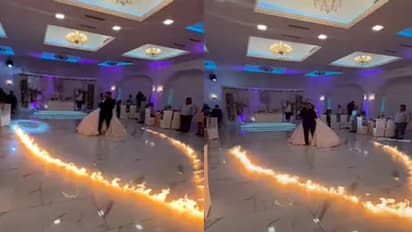 दूल्हा-दुल्हन एक दूजे में लिपटकर कर रहे थे ये काम, तभी भड़क गई आग , देखें धड़कन बढ़ाने वाला Video