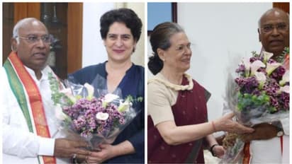 ഖർഗെക്ക് ആശംസകളുമായി നേതാക്കൾ, വസതിയിലെത്തി സോണിയയും പ്രിയങ്കയും തരൂരും 