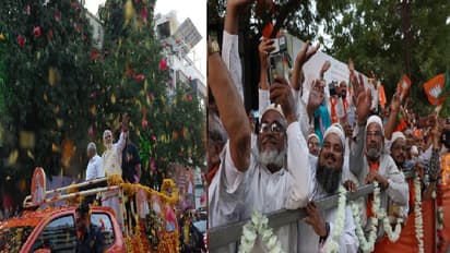 ராஜ்கோட்டில் பிரதமர் மோடி ஊர்வலம்... இஸ்லாமிய சமூகத்தினர் உட்பட பொதுமக்கள் பலர் மலர் தூவி உற்சாக வரவேற்பு!!