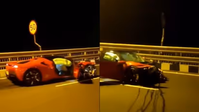 Mumbai: Speeding Ferrari SF90 Stradale rams into a railing