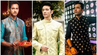 দীপাবলিতে এক ফ্রেমে ‘ফেলুদা’, ‘সোনাদা’! প্রদীপ জ্বেলে ঝলমলে যশ