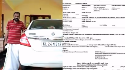 ഹെൽമറ്റ് ധരിച്ചില്ല! കാർ ഡ്രൈവർക്ക് നോട്ടീസയച്ച് ട്രാഫിക് പൊലീസ്