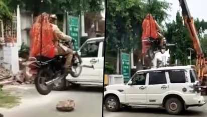 Viral video: Desi couple performs bike stunt for the pre-wedding shoot