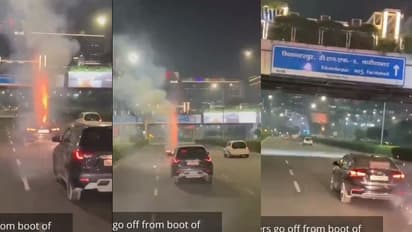 ಚಲಿಸುತ್ತಿದ್ದ ಕಾರಿನ ಮೇಲೆ ಪಟಾಕಿ ಹಾರಿಸುತ್ತಿದ್ದವನ ಬಂಧನ: ವಿಡಿಯೋ ವೈರಲ್ 