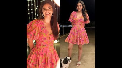 చిన్న గౌను వేసుకున్న పెద్ద పాప... కీర్తి సురేష్ నుండి ఈ రేంజ్ గ్లామర్ షో ఊహించనిదే!