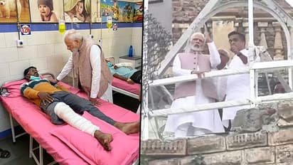 PM Modi visits Gujarat's Morbi accident site; meets survivors at hospital