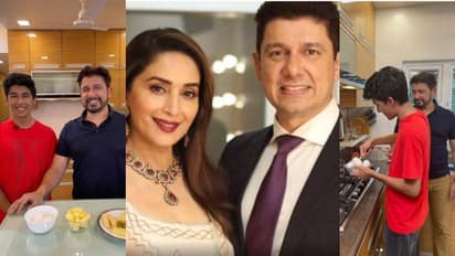 മകനെ പാചകം പഠിപ്പിച്ച് മാധുരി ദീക്ഷിത്തിന്‍റെ ഭർത്താവ്; കയ്യടിച്ച് സോഷ്യൽ മീഡിയ