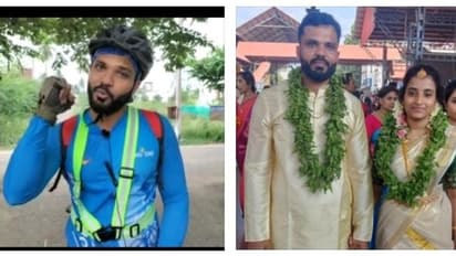 கோவை டூ குருவாயூர் 150 கி.மீ பயணம்..! மனைவியை கரம் பிடிக்க சைக்கிளில் சென்ற இளைஞர்