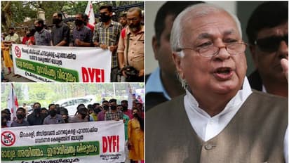 'മാധ്യമ അയിത്തം ജനാധിപത്യവിരുദ്ധം'; ഗവർണർക്കെതിരെ കടുപ്പിച്ച് ഡിവൈഎഫ്ഐ, കറുത്ത തുണികൊണ്ട് വായ മൂടി പ്രതിഷേധം