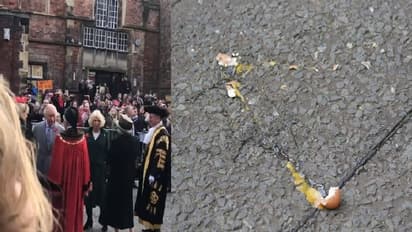 బ్రిటన్ రాజు ఛార్లెస్ దంపతులమీదికి గుడ్లు విసిరిన నిరసనకారుడు.. అరెస్ట్...