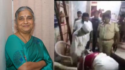 തീവ്രഹിന്ദുത്വ നിലപാടുള്ള സാംഭാജി ഭിഡെയുടെ കാല് തൊട്ട് വന്ദിച്ച് സുധാമൂർത്തി; രൂക്ഷ വിമര്ശനം