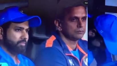 തോല്വിക്ക് പിന്നാലെ സങ്കടം അടക്കാനാവാതെ വിതുമ്പി രോഹിത്; ആശ്വസിപ്പിച്ച് ദ്രാവിഡ്-വീഡിയോ