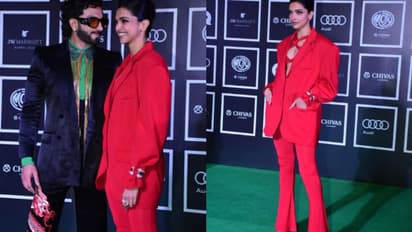 റെഡ് പാന്റ്സ്യൂട്ടില് സ്റ്റൈലിഷായി ദീപിക, ഒപ്പം കൂളായി രണ്വീര്; ചിത്രങ്ങള് വൈറല്