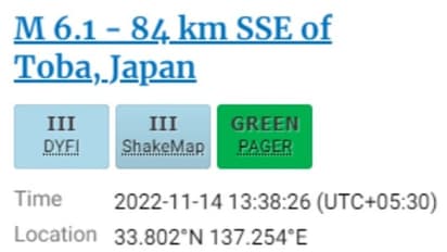 ஜப்பானில் டோபாவின் தென்கிழக்குப் பகுதியில் 6.1 ரிக்டர் அளவில் நிலநடுக்கம்; சுனாமி எச்சரிக்கையா?