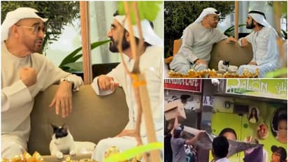 അന്ന് അമ്മ പൂച്ചയെ ഏറ്റെടുത്തു, ഇന്ന് കുഞ്ഞിനെ ലാളിക്കുന്നു; യുഎഇ ഭരണാധികാരികളുടെ കൂടിക്കാഴ്ചയില് പൂച്ചയും