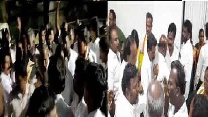 காங்கிரஸ் கட்சி அலுவலகத்தில் அடிதடி... ஒருவரை ஒருவர் கட்டையால் தாக்கிக் கொண்டதால் பரபரப்பு!!