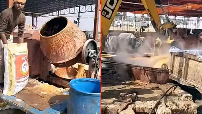 खाना बनाने में जेसीबी, सीमेंट मिक्सर और ट्रैक्टर का इस्तेमाल, नहीं देखा होगा ऐसा विशाल भंडारा