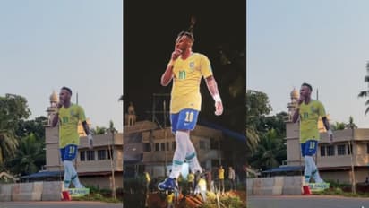 നീലേശ്വരത്ത് എതിരാളികളുടെ വായടപ്പിച്ച് 'സുല്ത്താന്' ഇറങ്ങി; നെയ്മറുടെ പടുകൂറ്റന് കട്ടൗട്ട് തരംഗം